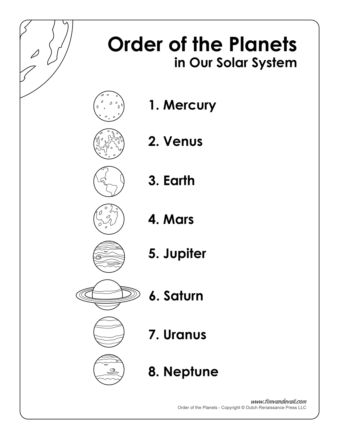List Of Planets In Order Printable Science Poster For Kids List Of Planets In Order Printable Science Poster For Kids