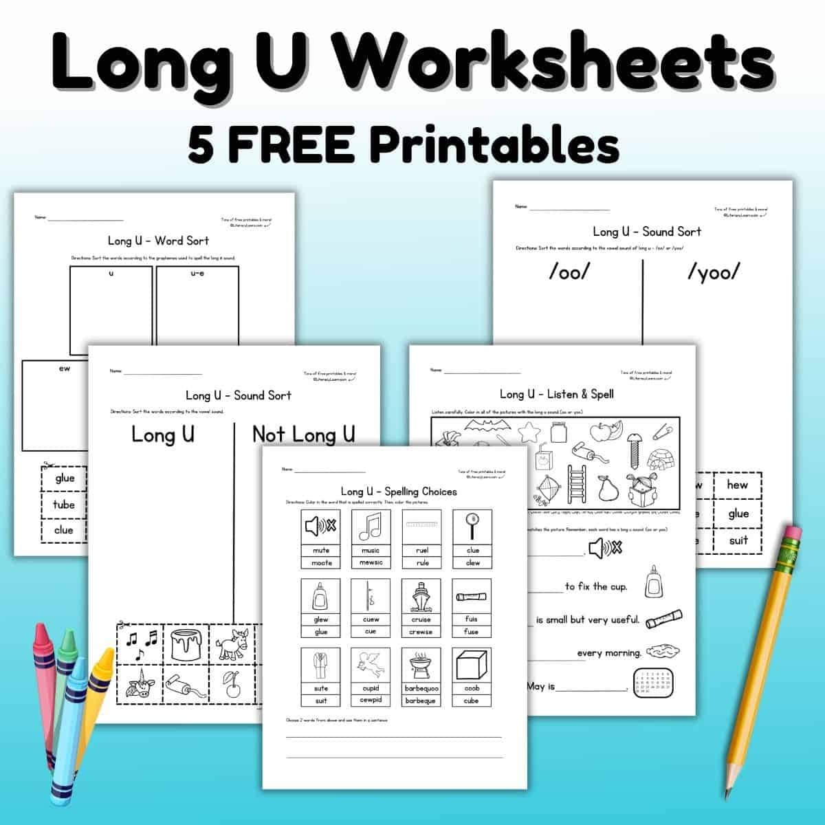 215 Long U Vowel Sound Words Free Printable Lists Literacy Learn Worksheets Library