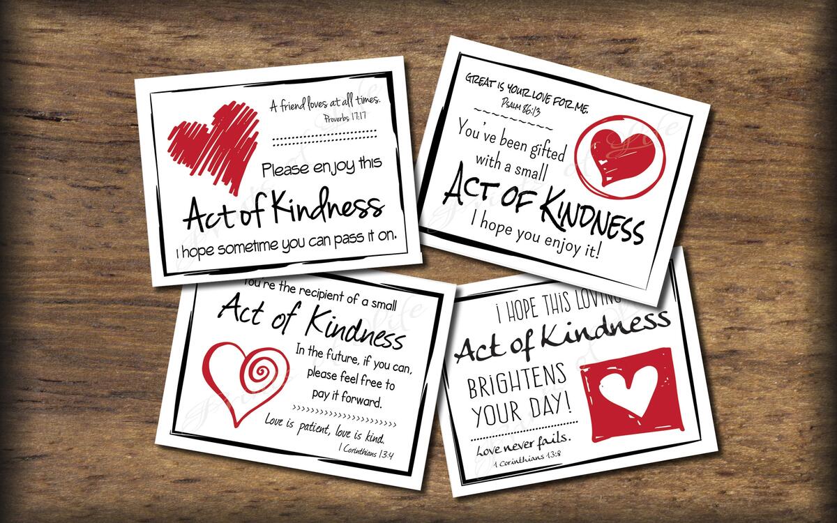 Love Random Act Of Kindness Cards Instant Download Pdf Printable DIY Digital Print Pay It Forward Small Acts Gift With Bible Verses Etsy
