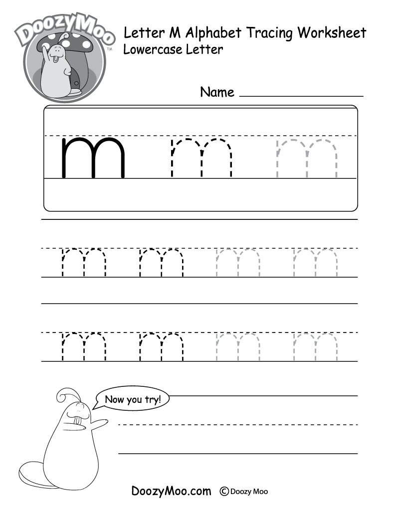 Lowercase Letter M Tracing Worksheet Doozy Moo Letter M Tracing Worksheets Free Nature Inspired Learning