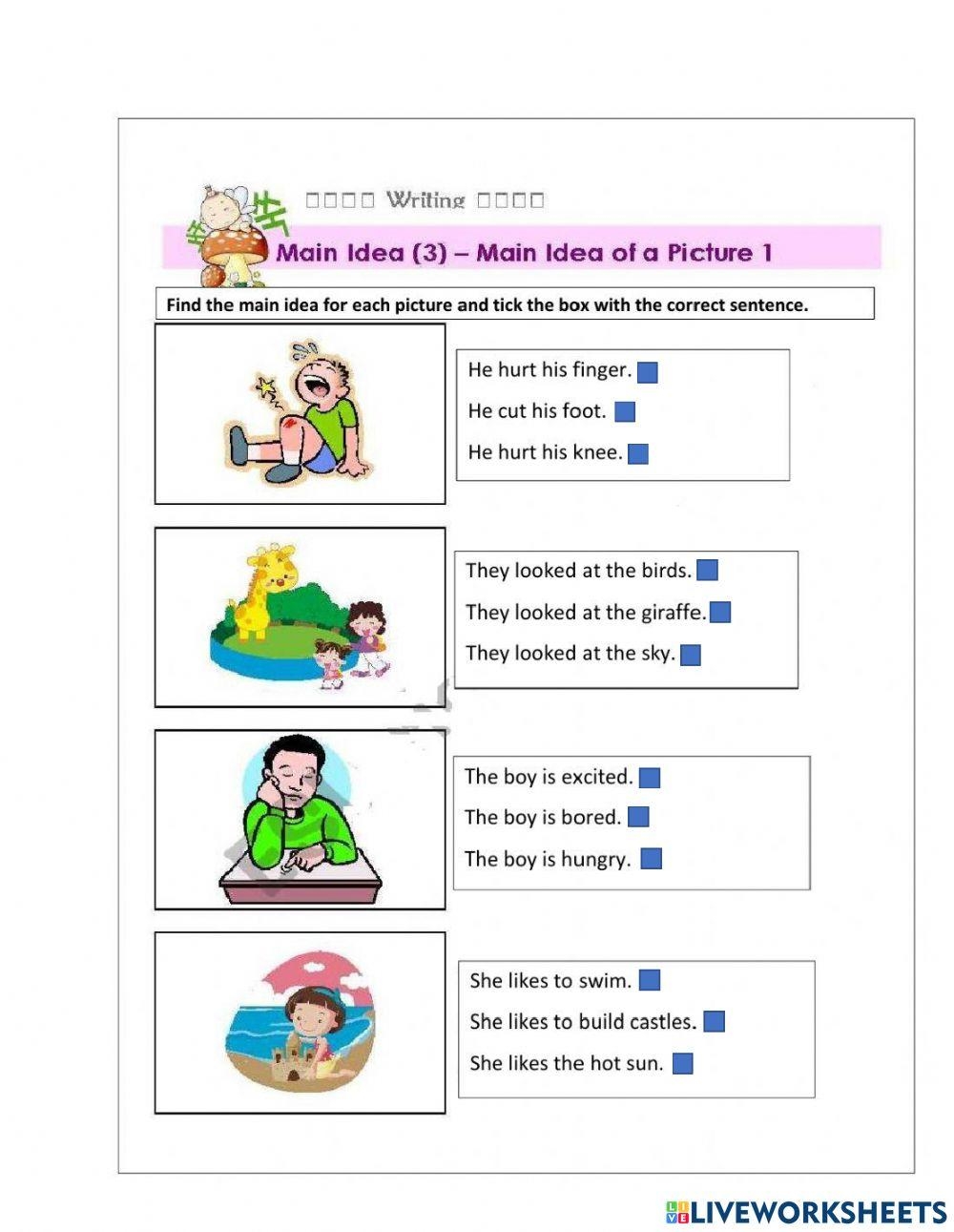 Main Idea Interactive Worksheet For Grade 2 Worksheets Library