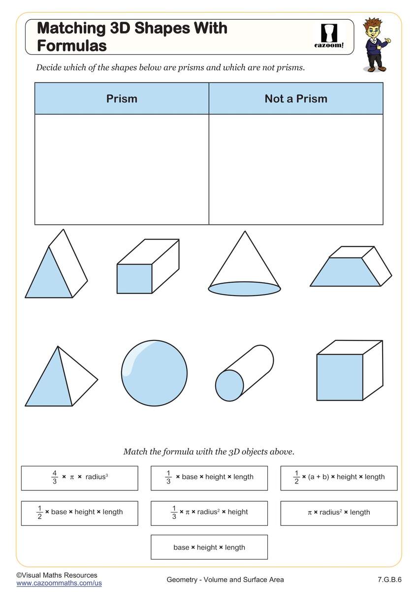 Matching 3D Shapes With Formulas Worksheet Fun And Engaging 7th Grade PDF Worksheets Cazoom Math Matching 3D Shapes With Formulas Worksheet Fun And Engaging 7th Grade PDF Worksheets Cazoom Math