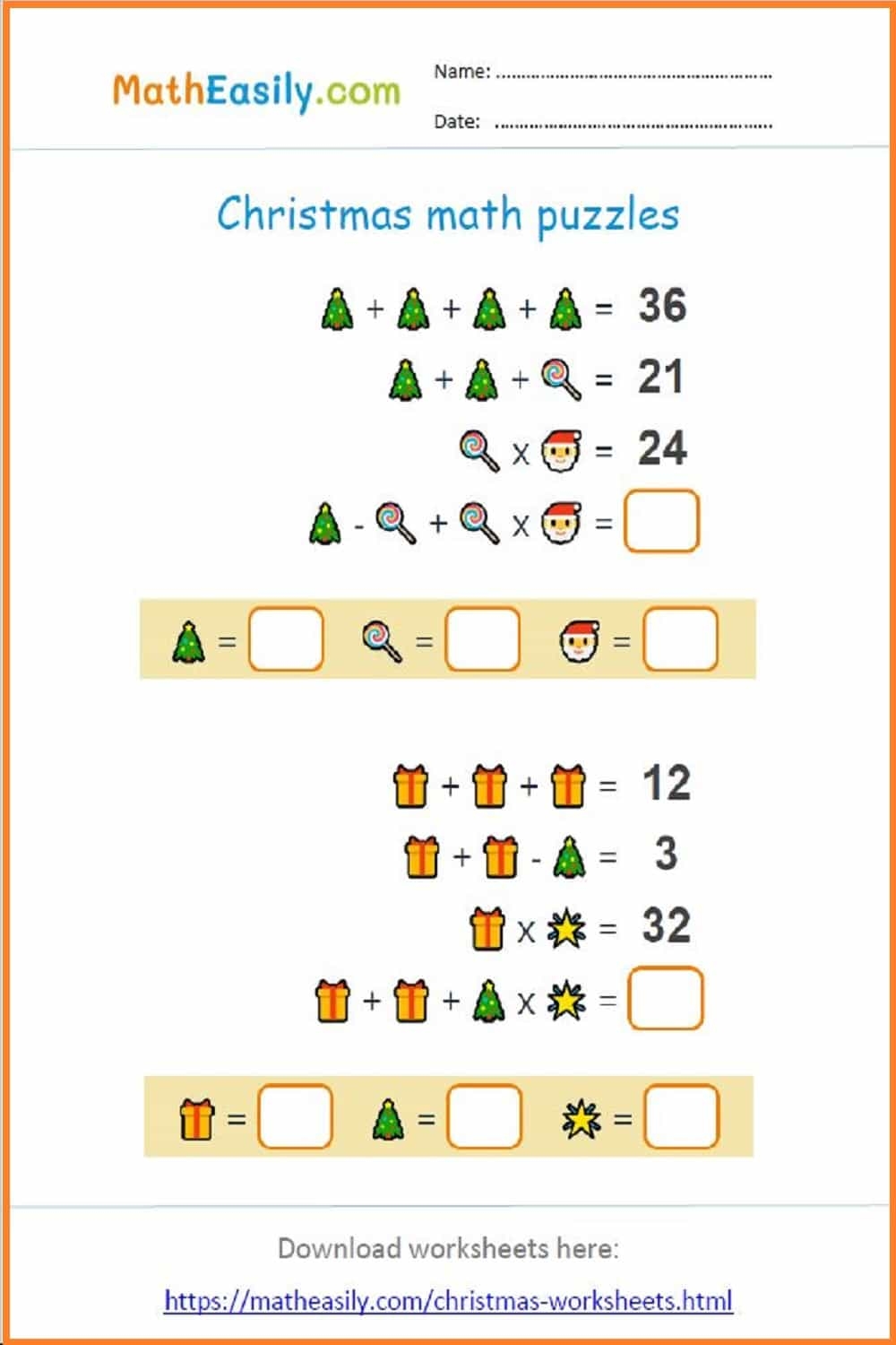 FREE Printable Math Games For Kids PDF