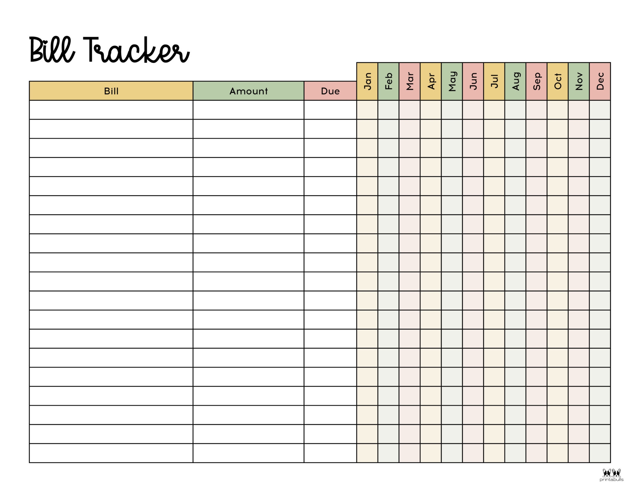 Monthly Bill Organizer Free Printable Printable Party Favors