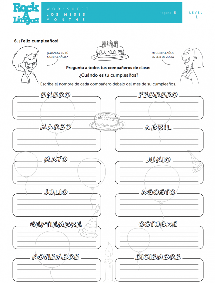Months Of The Year Worksheets For Kids Spanish Months Worksheet Packet Made By Teachers
