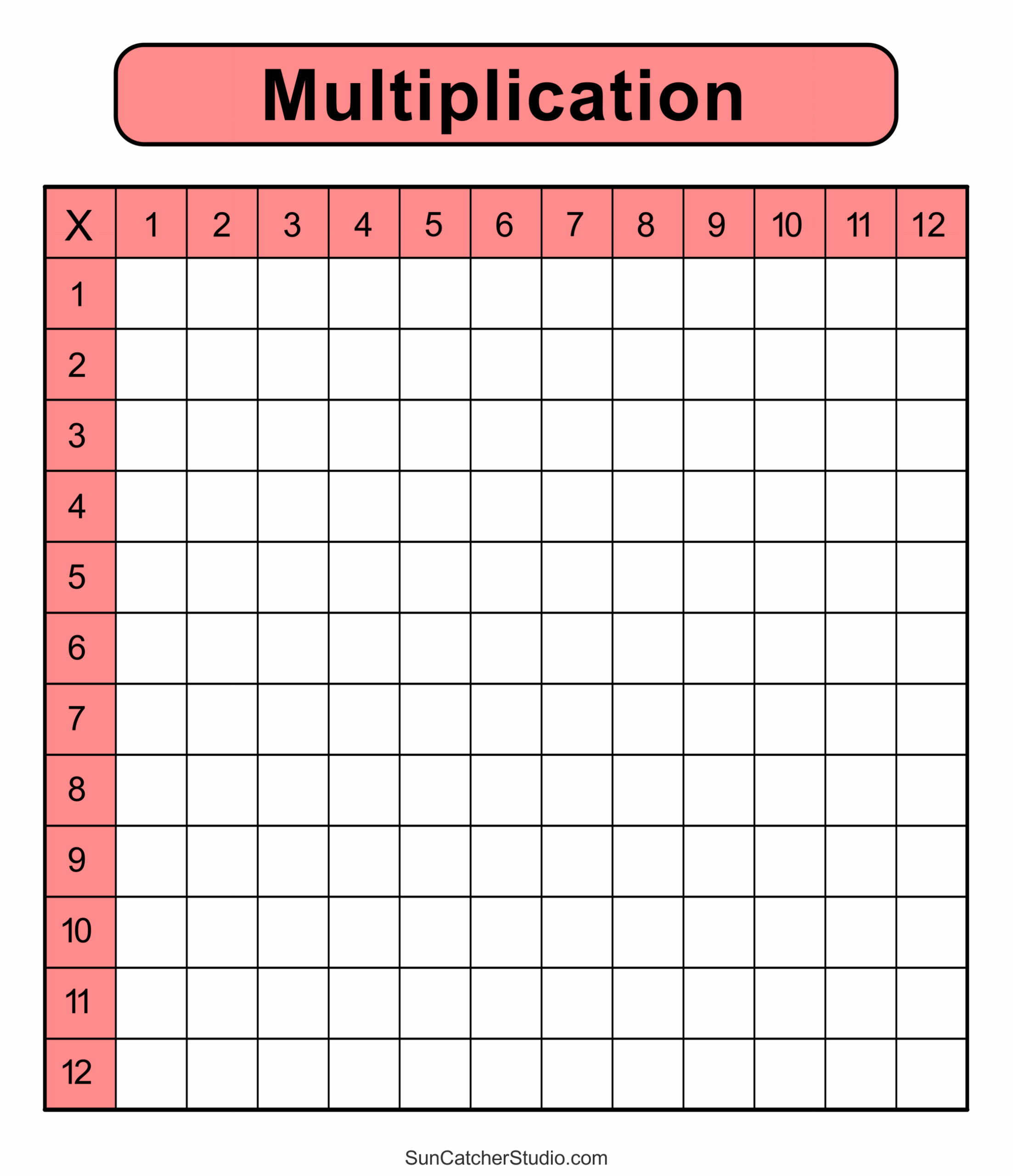 Multiplication Charts PDF Free Printable Times Tables Free Printables Lettering SVG Files Tools Apps Times Table Grid To 12x12