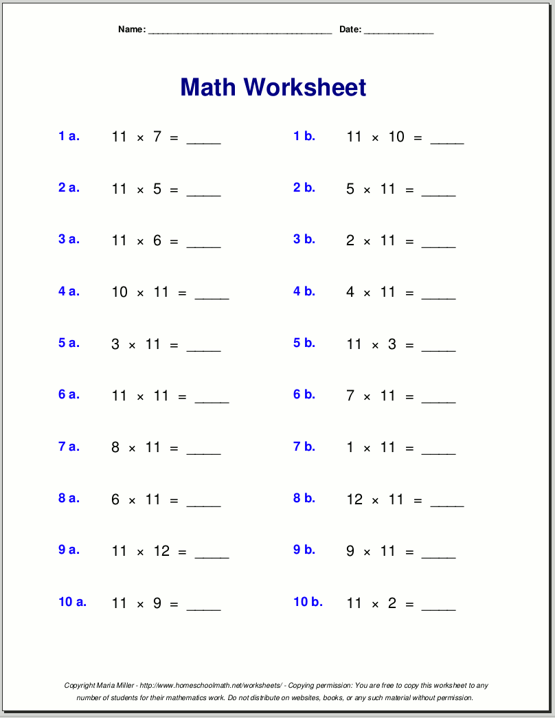Multiplication Worksheets For Grade 3 Multiplication Drill Sheets 3rd Grade