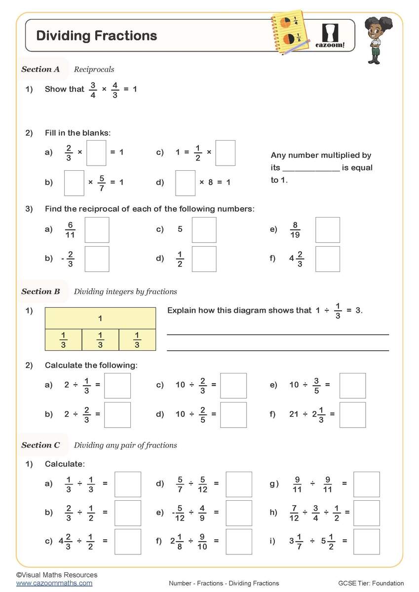 Multiplying And Dividing Fractions Worksheet Printable PDF Worksheets