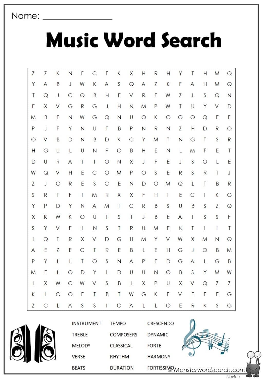 Music Word Search Monster Word Search Worksheets Library Music Word Search Monster Word Search Worksheets Library