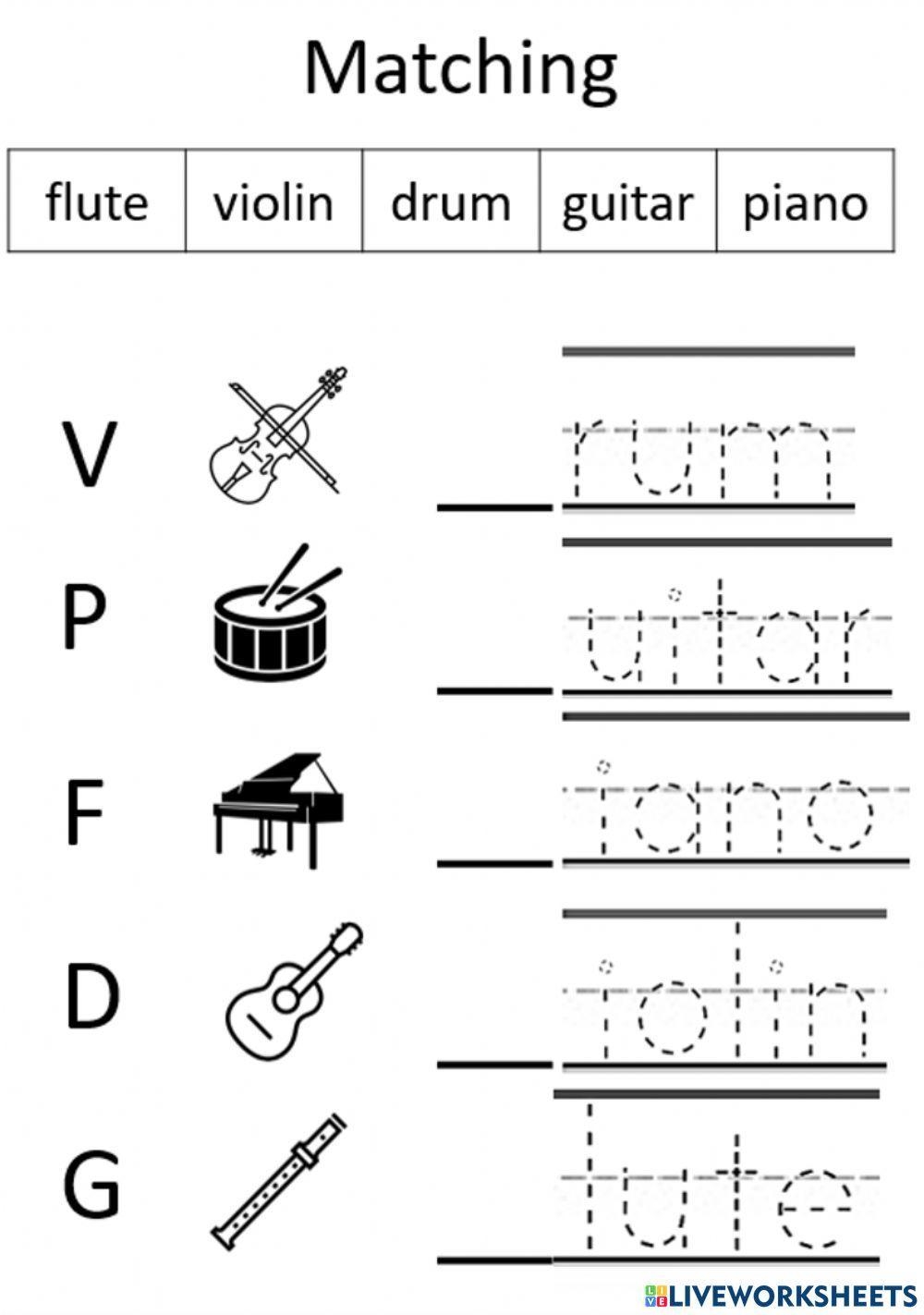 Musical Instruments Online Exercise For Kindergarten Worksheets Library