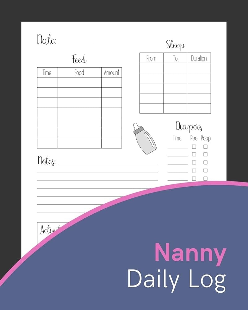 Nanny Daily Log All In One Daily Routine Tracker For Babies Toddlers Feed Sleep Diapers Activities Notes Baby Activity Tracker Nanny Organizer Pretty Handy Publishing 9781702253109 Amazon Books