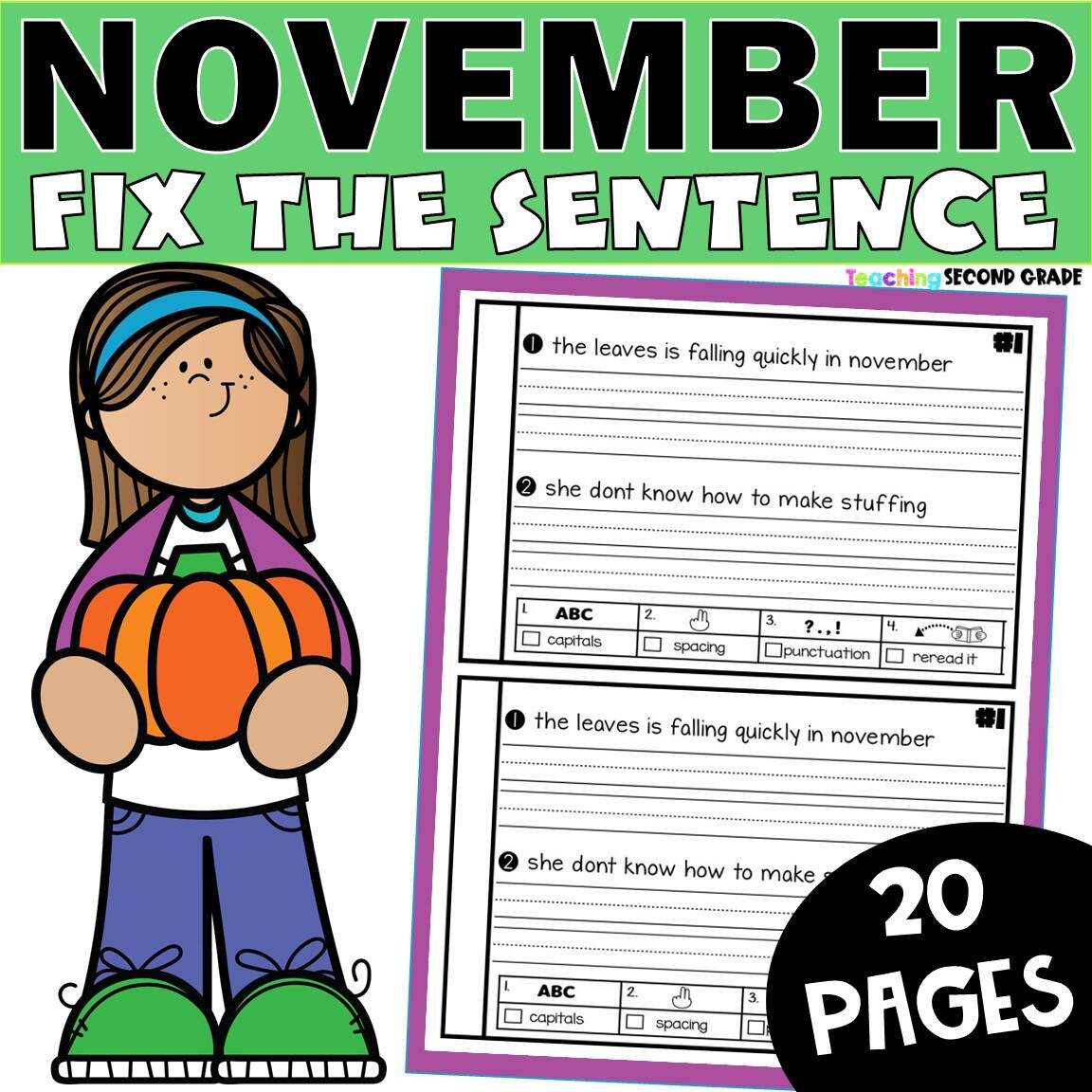 November Fix The Sentence Worksheets Sentence Editing Daily Oral Language DOL Teaching Ideas Made Easy November Fix The Sentence Worksheets Sentence Editing Daily Oral Language DOL Teaching Ideas Made Easy