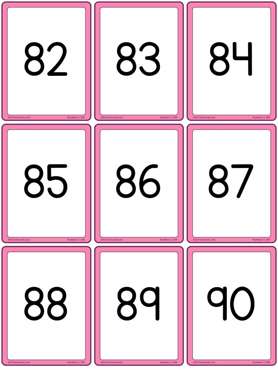 Numbers 1 100 Flashcards English Created Resources
