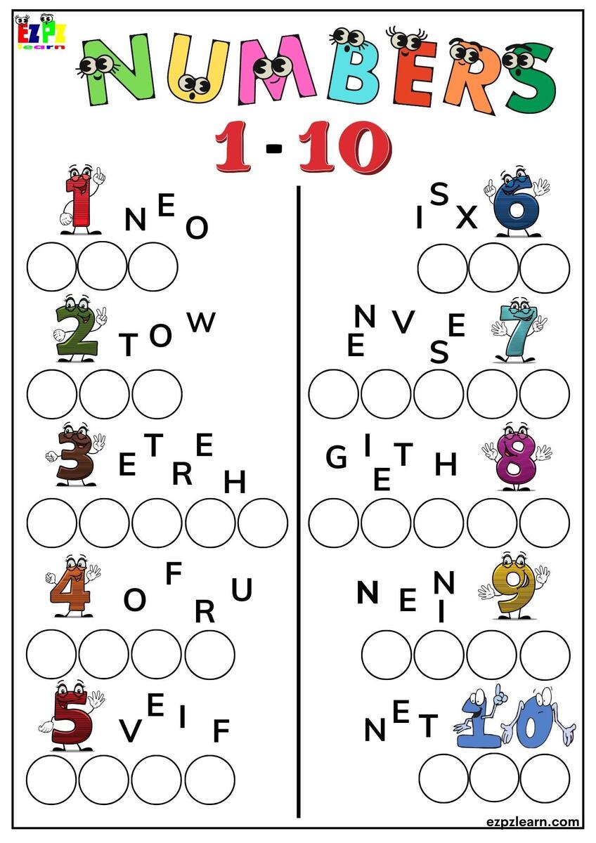 Numbers One To Ten 1 10 Ezpzlearn Tracing Numbers 1 10