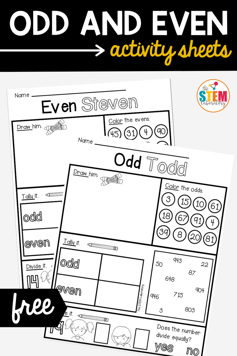 Odd And Even Activity Sheets The Stem Laboratory
