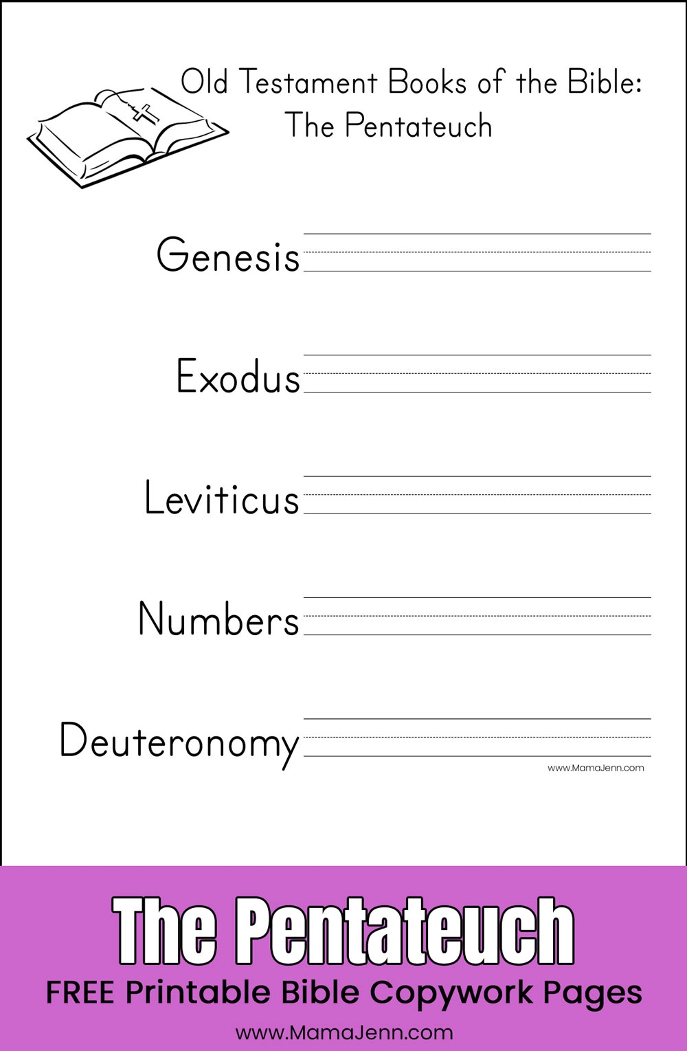 Old Testament Books Of The Bible FREE Printable Copywork Pages