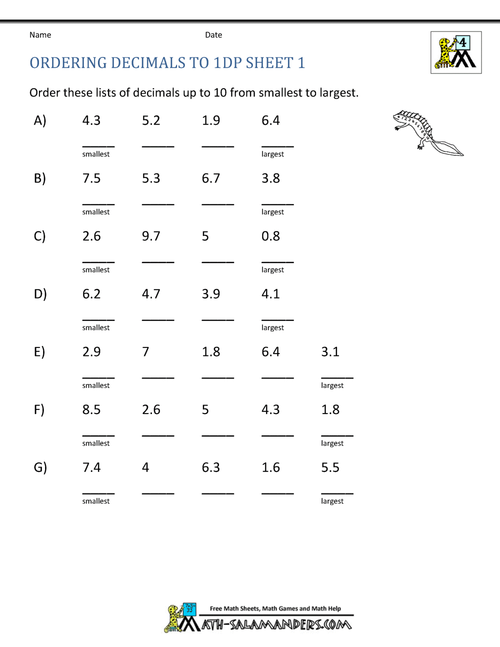 Ordering Decimals Up To 3dp Worksheets Library Ordering Decimals Up To 3dp Worksheets Library