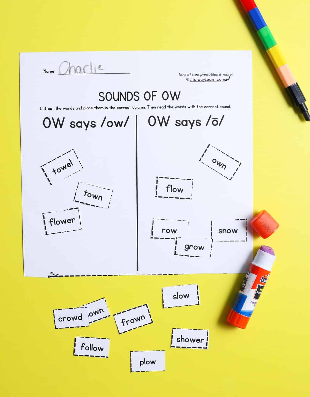 OW Sounds Free Printables Literacy Learn 8 Long Vowel Worksheets Free PDF Printables Teach Prints