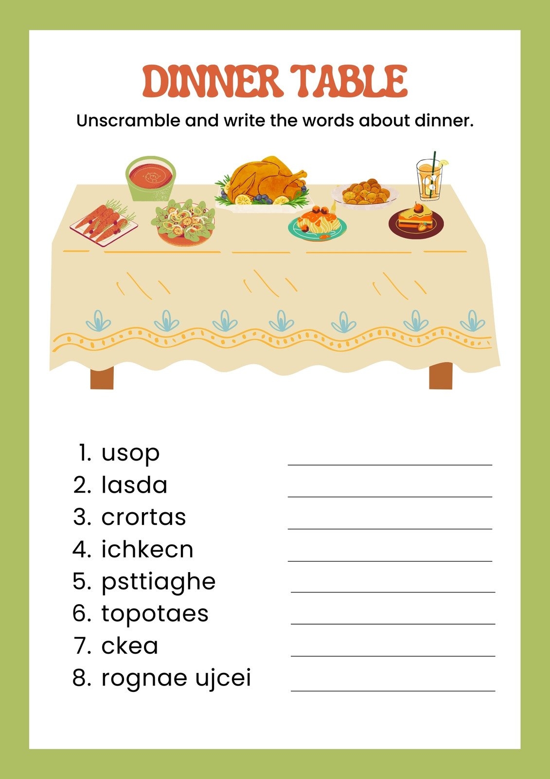 Free To Customize And Print Food Worksheet Templates Canva