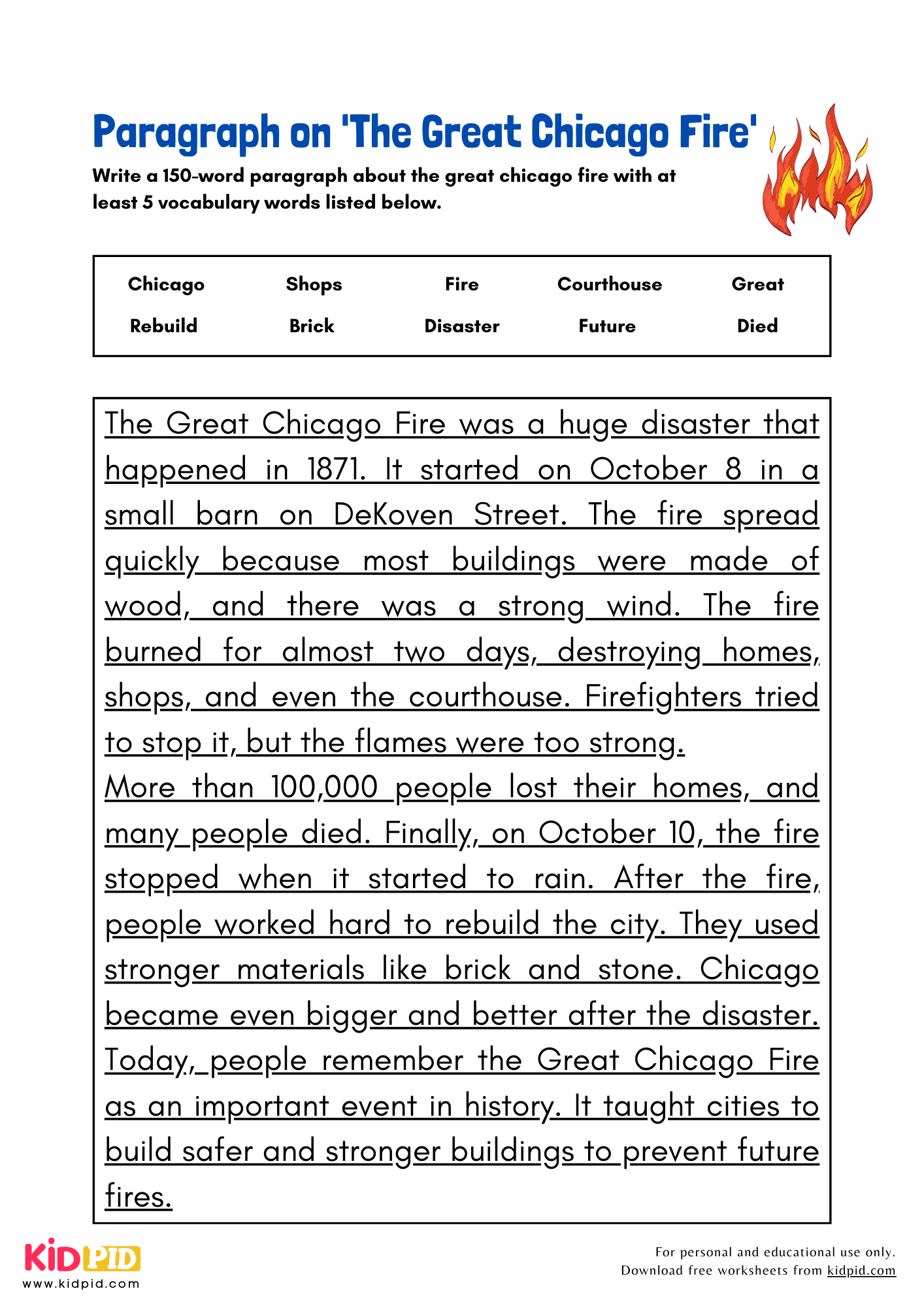 Paragraph On The Great Chicago Fire Kidpid Paragraph On The Great Chicago Fire Kidpid