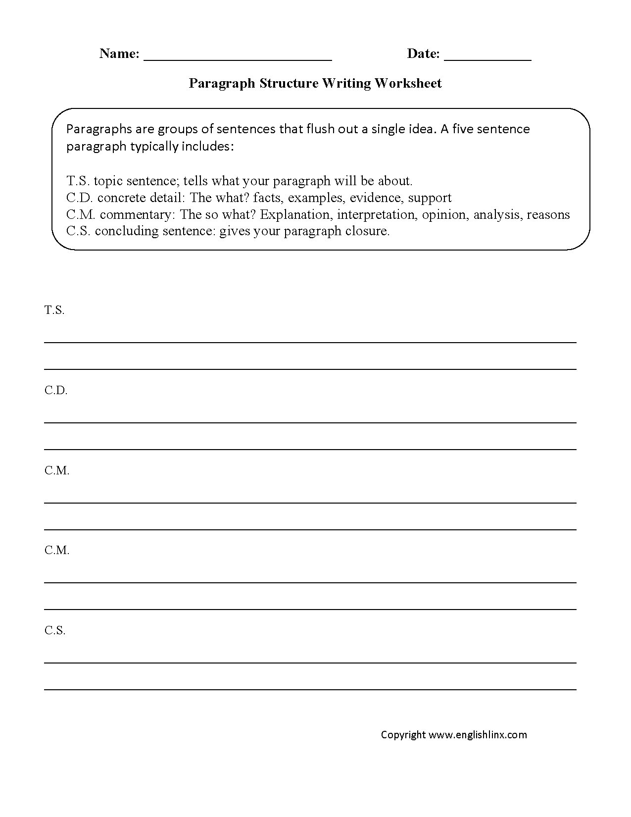 Paragraph Writing Worksheets Free Printable Writing Practice