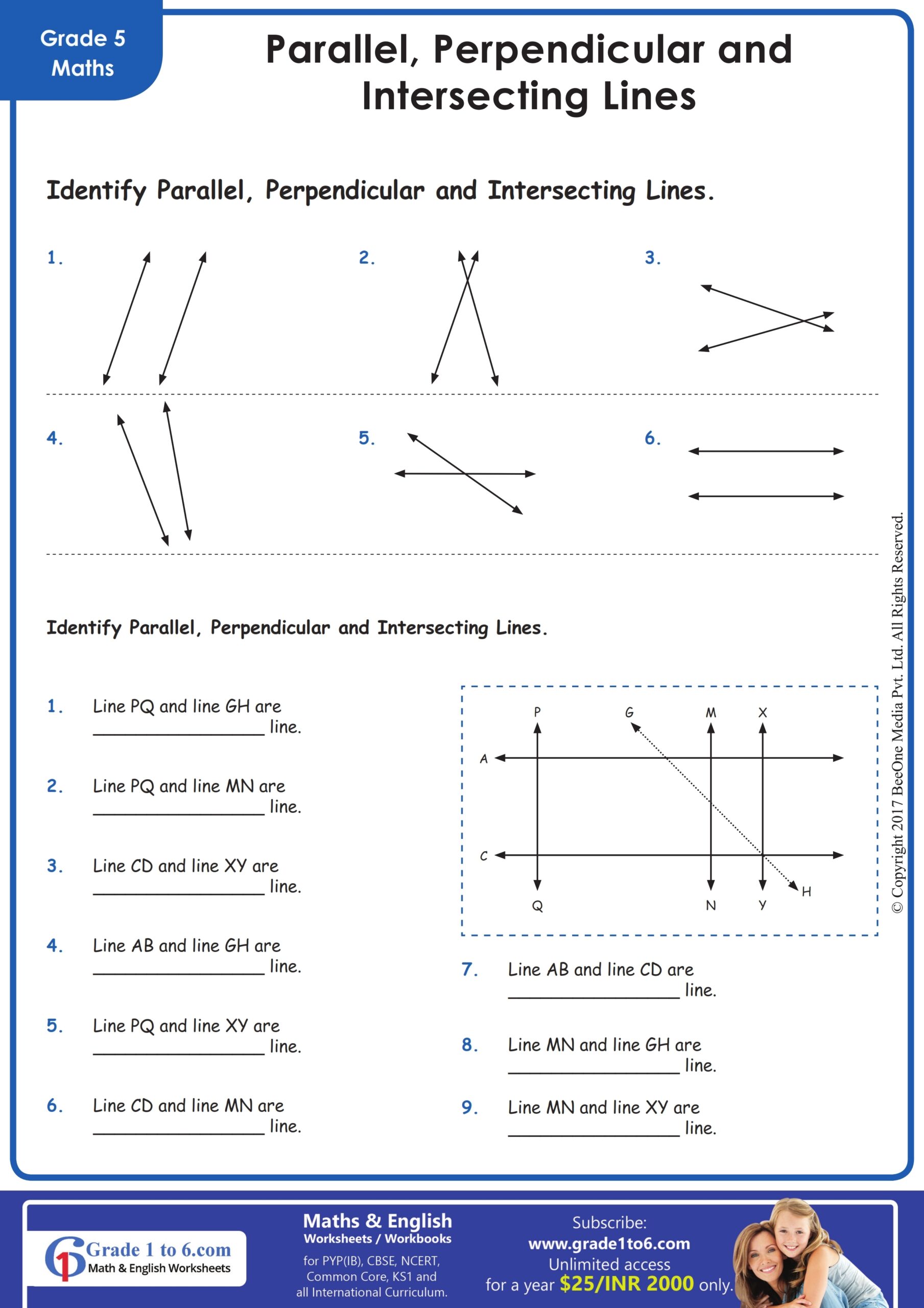 Parallel Perpendicular And Intersecting Lines Worksheets