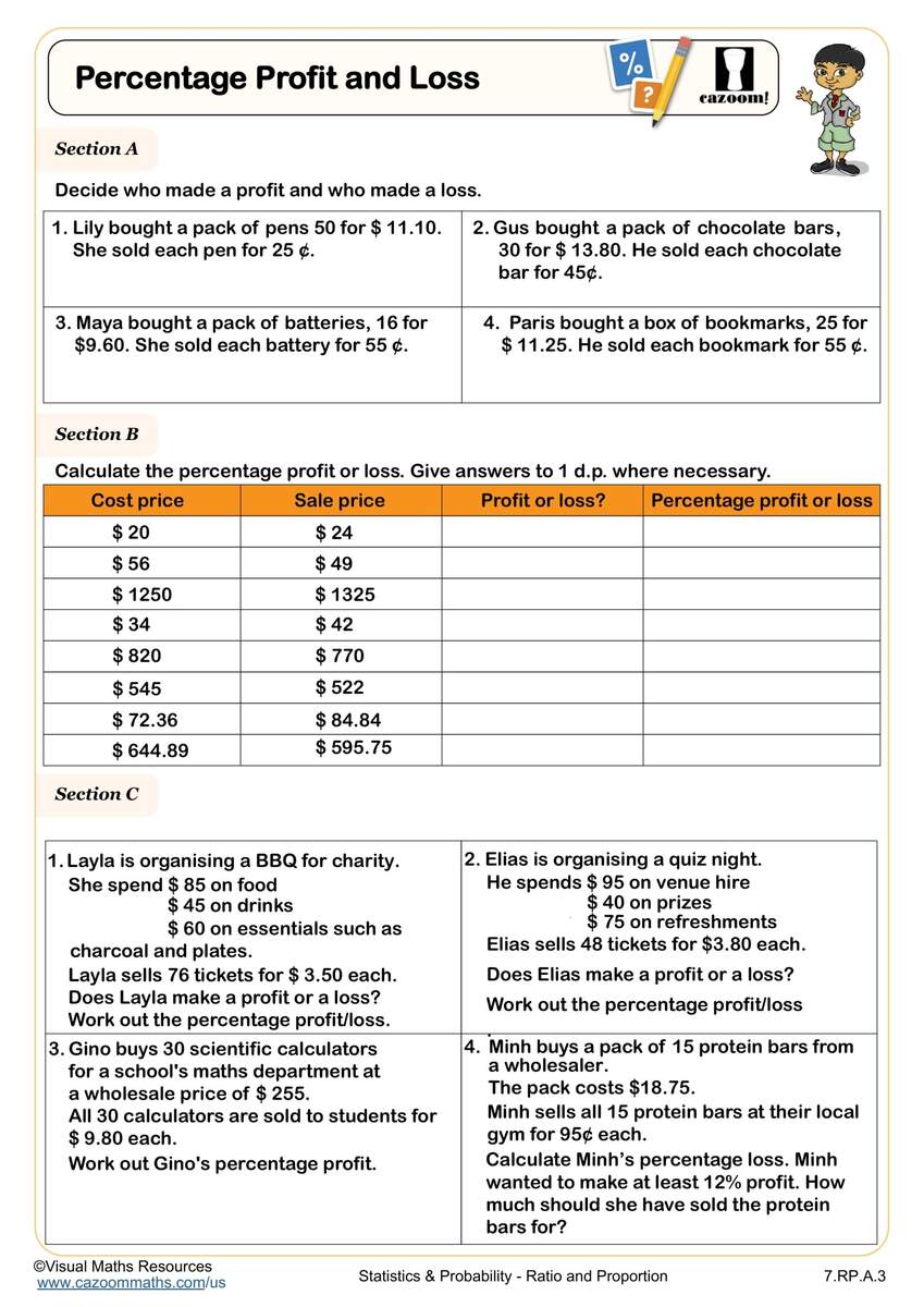 Percentage Profit And Loss Worksheet Fun And Engaging 7th Grade Statistics Probability Worksheet Cazoom Math Free Profit And Loss Worksheet Download Free Profit And Loss Worksheet Png Images Free Worksheets On Clipart Library