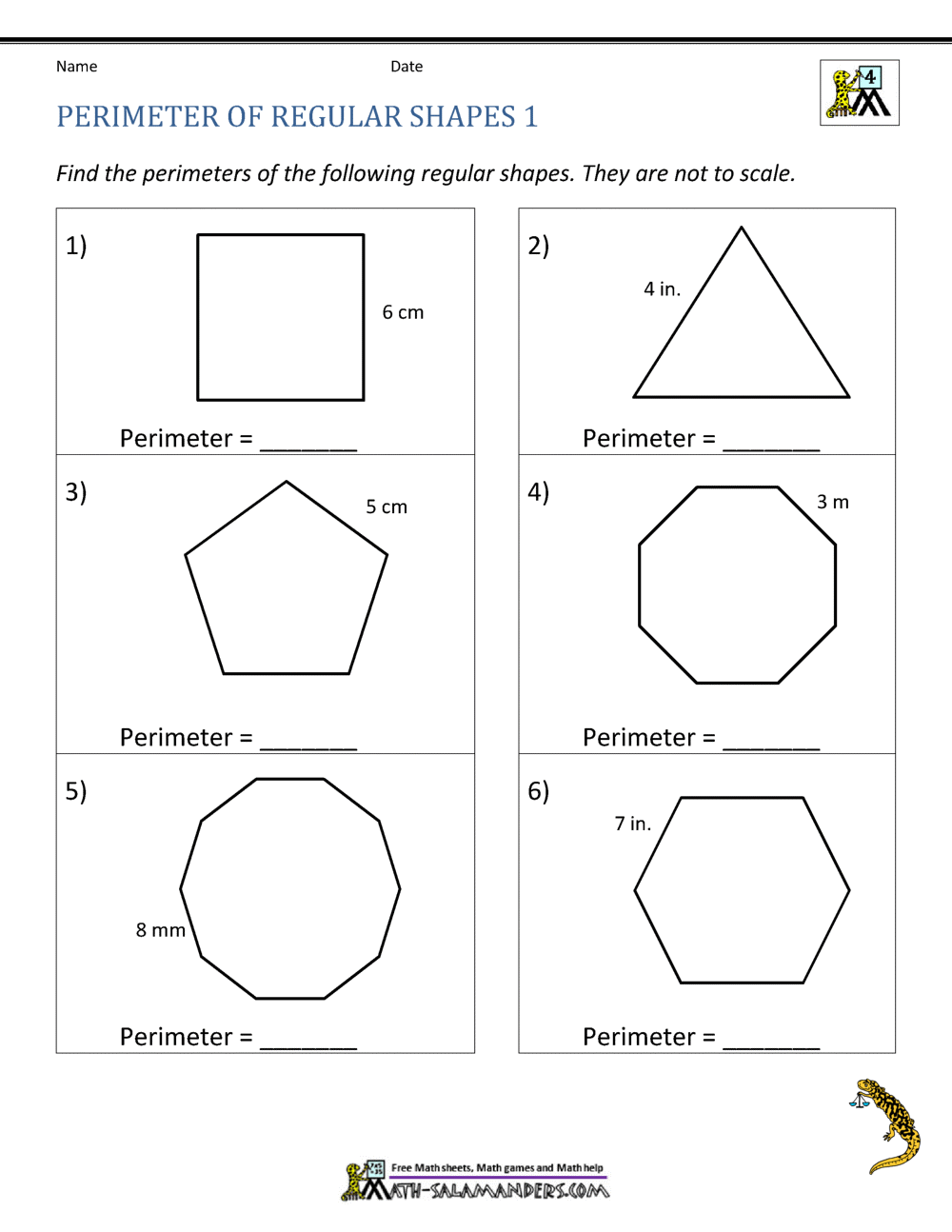 Perimeter Of Different Shapes Worksheet