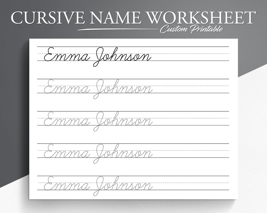 Personalized Cursive Name Tracing Sheet Cursive Name Writing Cursive Name Worksheet Learn To Write Cursive Cursive Handwriting Practice Etsy Norway