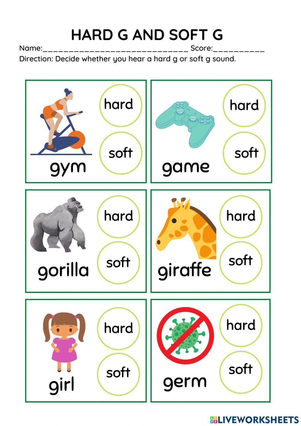 Phonics Hard G And Soft G Worksheet Worksheets Library