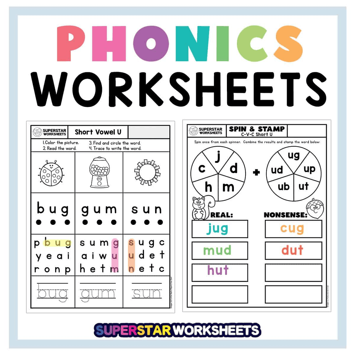 Phonics Worksheets Superstar Worksheets Free Printable First Grade Phonics Worksheet