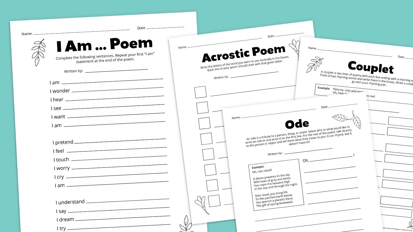 Free Printable I Am Poem Template Bundle