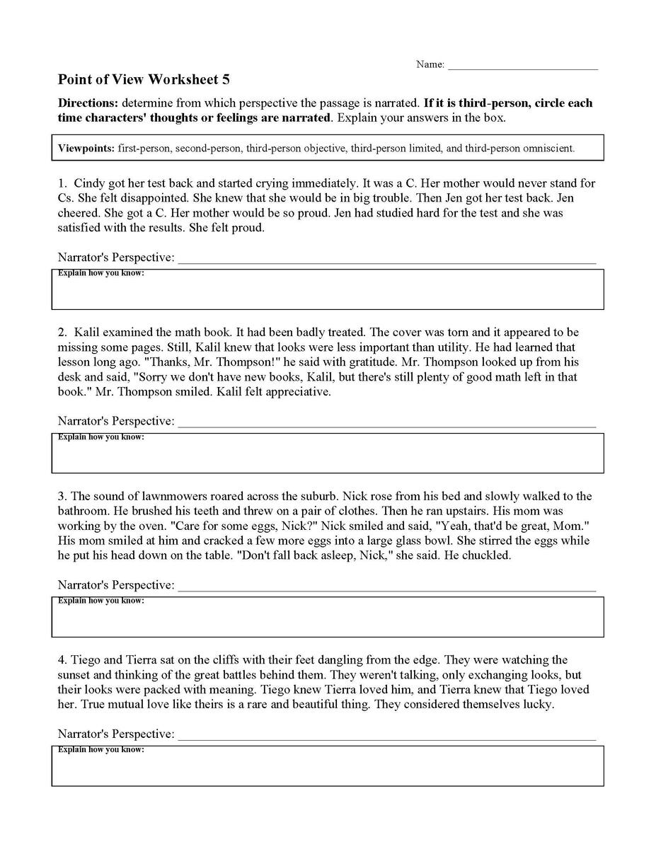 Point Of View Worksheets Reading Activities 3 Free Point Of View Worksheets For 3rd 4th And 5th Grade Teaching Made Practical