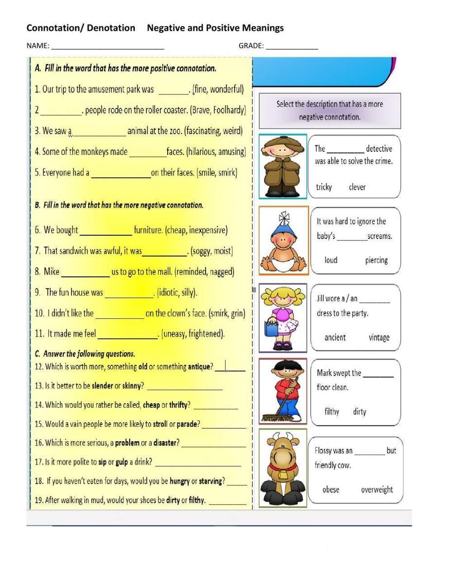 Positive And Negative Connotations In Words Lesson Plans Worksheets Worksheets Library Positive And Negative Connotations In Words Lesson Plans Worksheets Worksheets Library