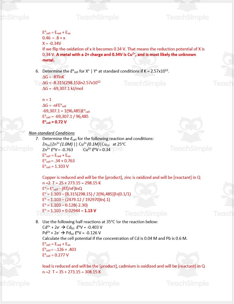 Practice Galvanic Cells Free Energy And Nernst Equation By Teach Simple Practice Galvanic Cells Free Energy And Nernst Equation By Teach Simple