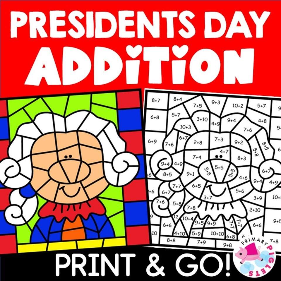 PRESIDENTS DAY MATH PRESIDENTS DAY COLOR BY CODE PRESIDENTS DAY COLOR BY NUMBER ADDITION FACTS Classful