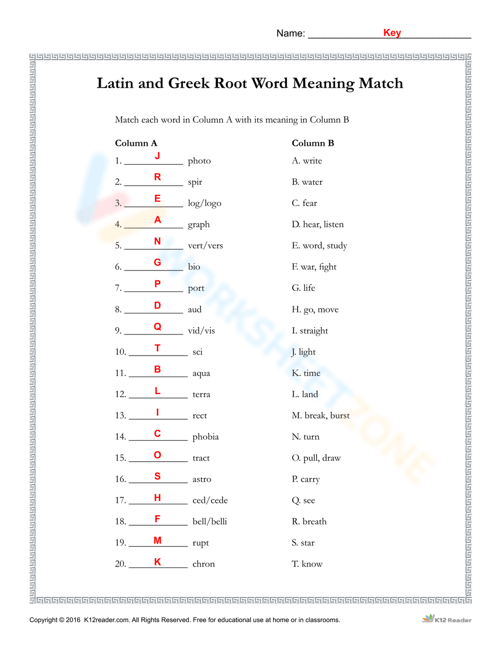 Printable 9th Grade Greek And Latin Roots Worksheets Printable 9th Grade Greek And Latin Roots Worksheets