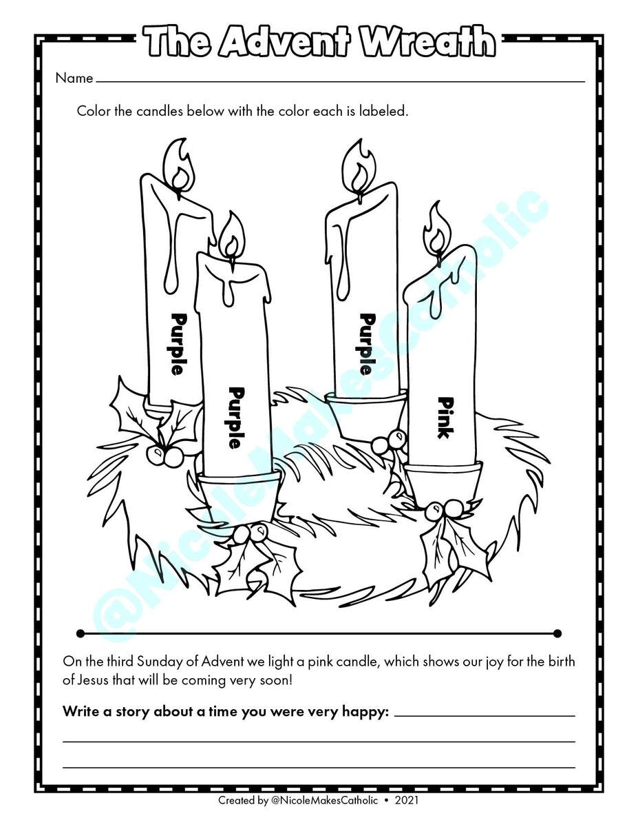 Printable Advent Wreath Worksheet Digital Download Etsy