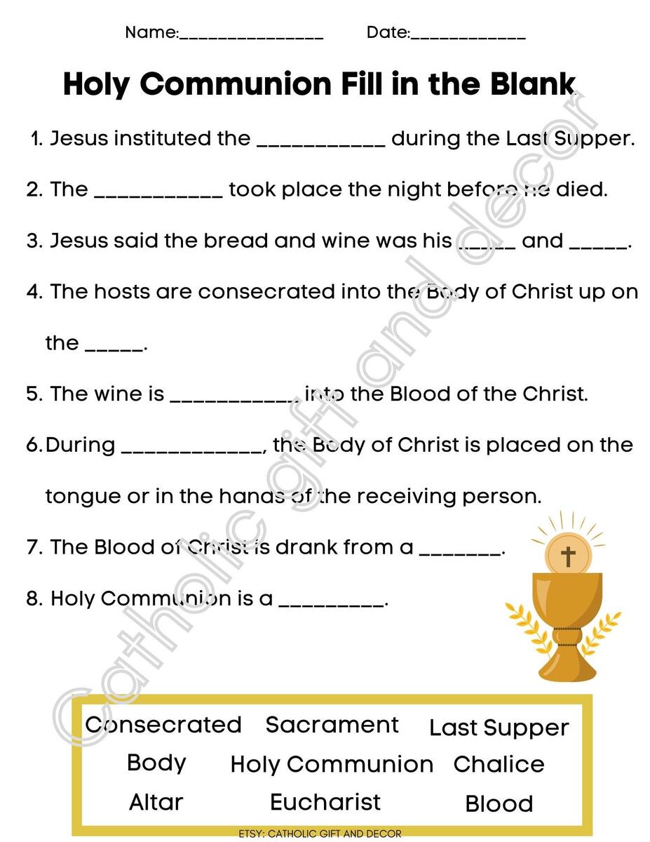 First Communion Sacrament Of Eucharist Activity Made By Teachers