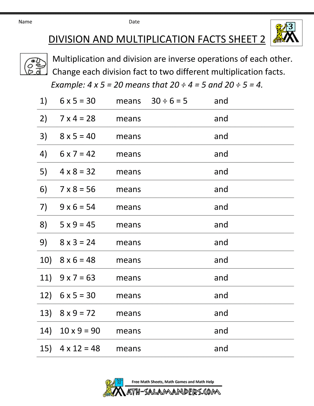 Printable Division Worksheets 3rd 4th Grade