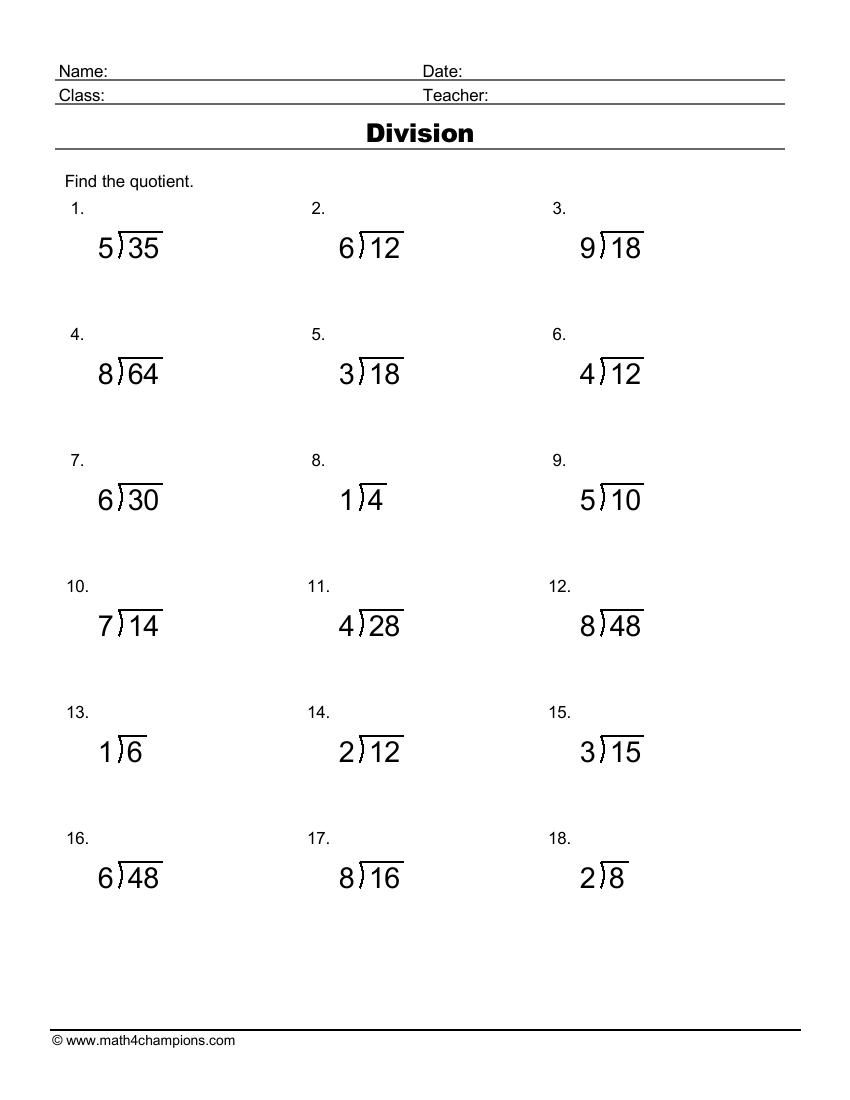 Printable Division Worksheets For Teachers Math Champions Printable Division Worksheets For Teachers Math Champions