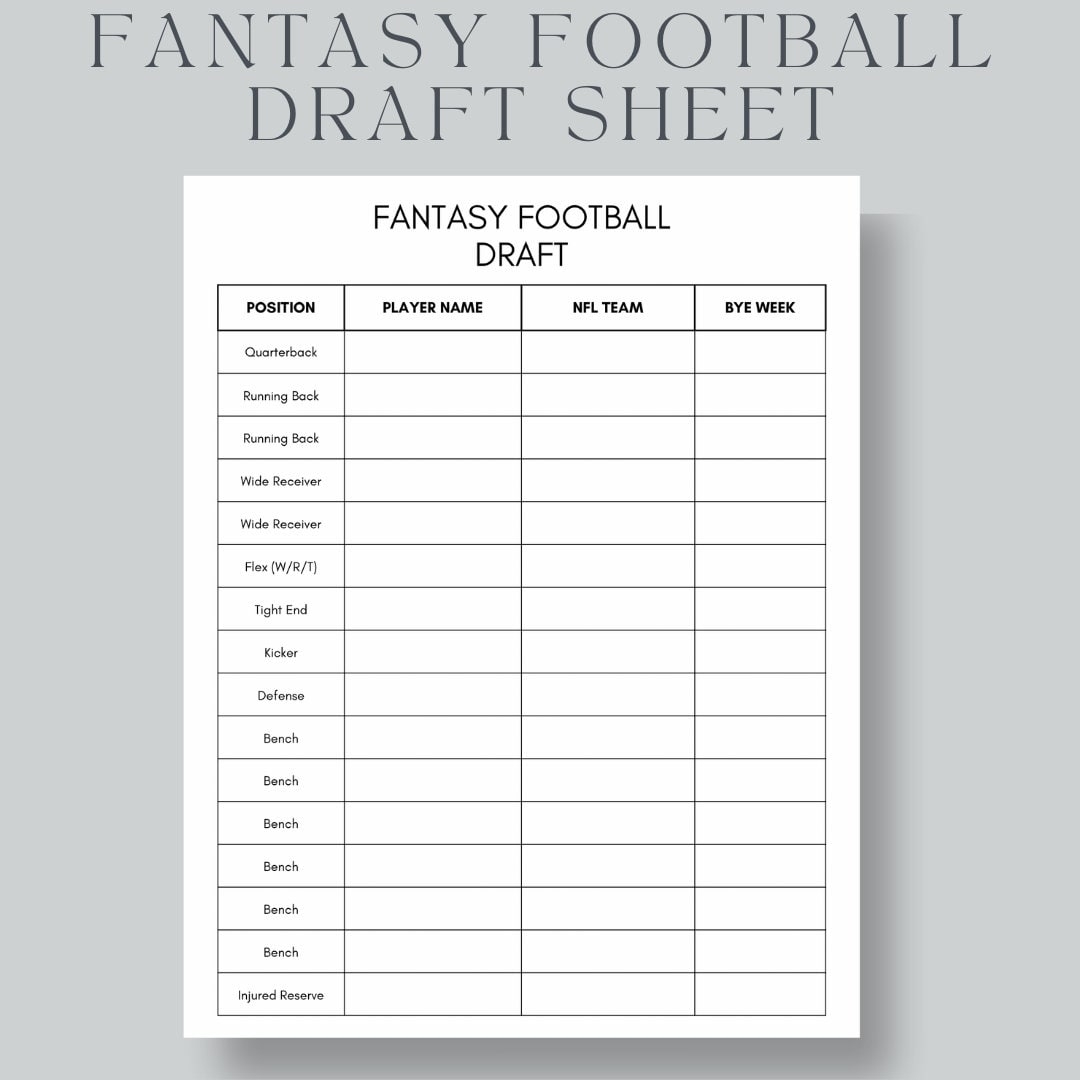 Printable Fantasy Fantasy Football Draft App Free Fantasy Football Draft Sheet US Letter A4 A5 Instant Printable Fantasy Fantasy Football Draft App Free Fantasy Football Draft Sheet US Letter A4 A5 Instant