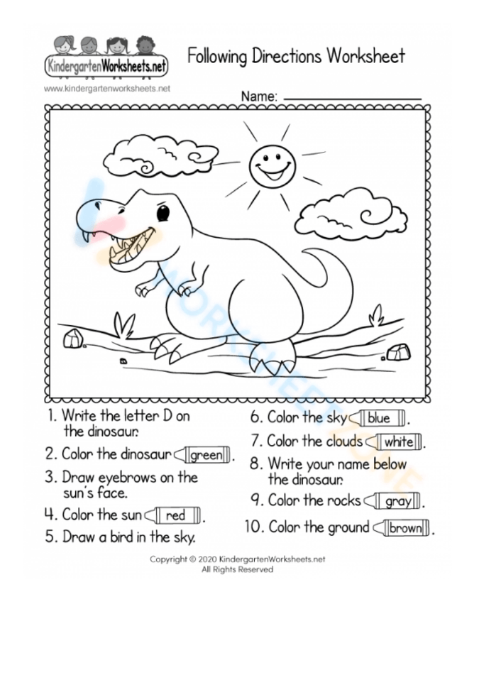 Printable Following Directions Worksheets
