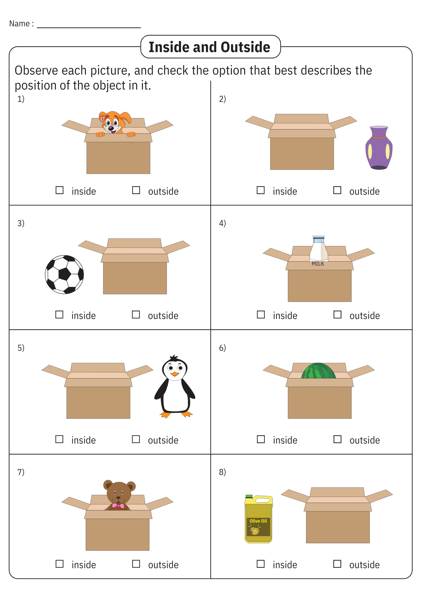 Printable Inside And Outside Worksheets For Grade 1 2 3 Made By Teachers