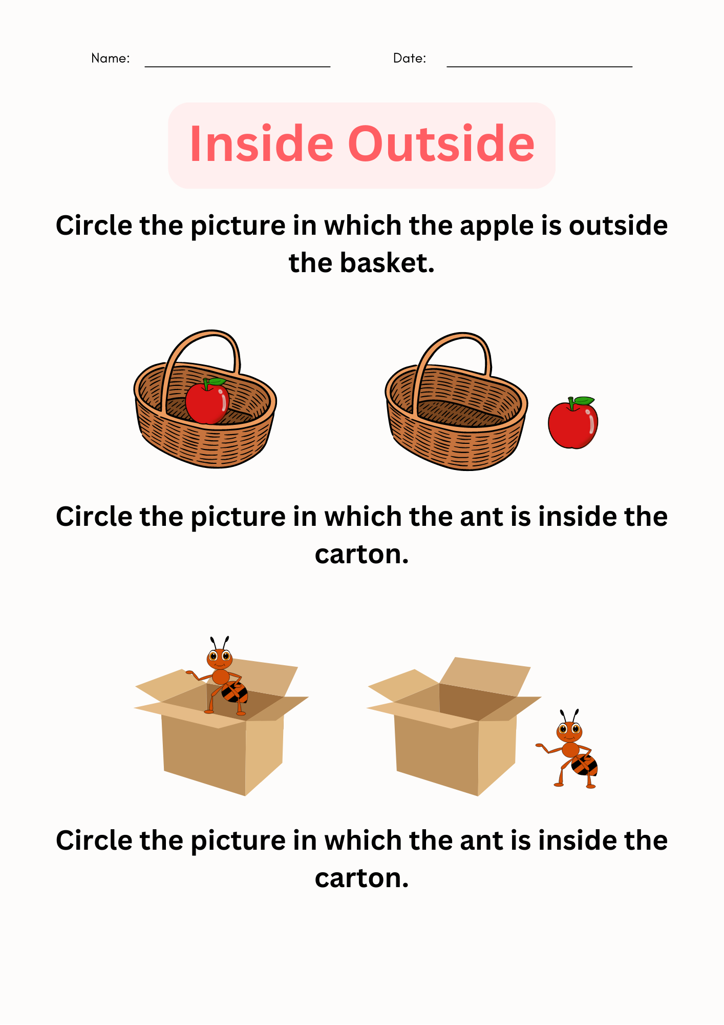 Printable Inside And Outside Worksheets For Grade 1 2 3 Made By Teachers