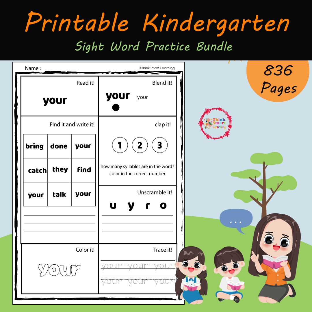Printable Kindergarten Sight Word Practice Bundle High Frequency Words Worksheets Made By Teachers