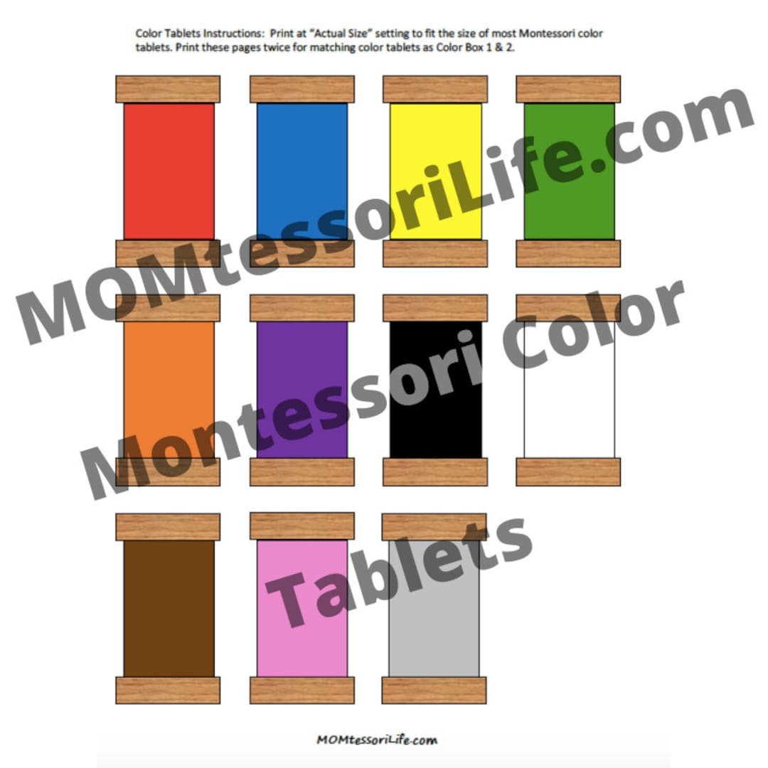Printable Montessori Color Tablets Color Box 1 2 And 3 Etsy Israel Printable Montessori Colour Tablets Preschool Colours Etsy Israel