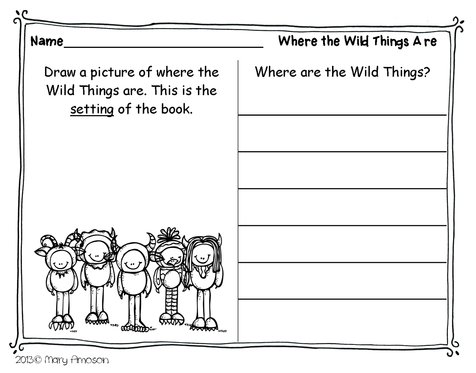 Printable Where The Wild Things Are Characters Printable Party Favors Printable Where The Wild Things Are Characters Printable Party Favors