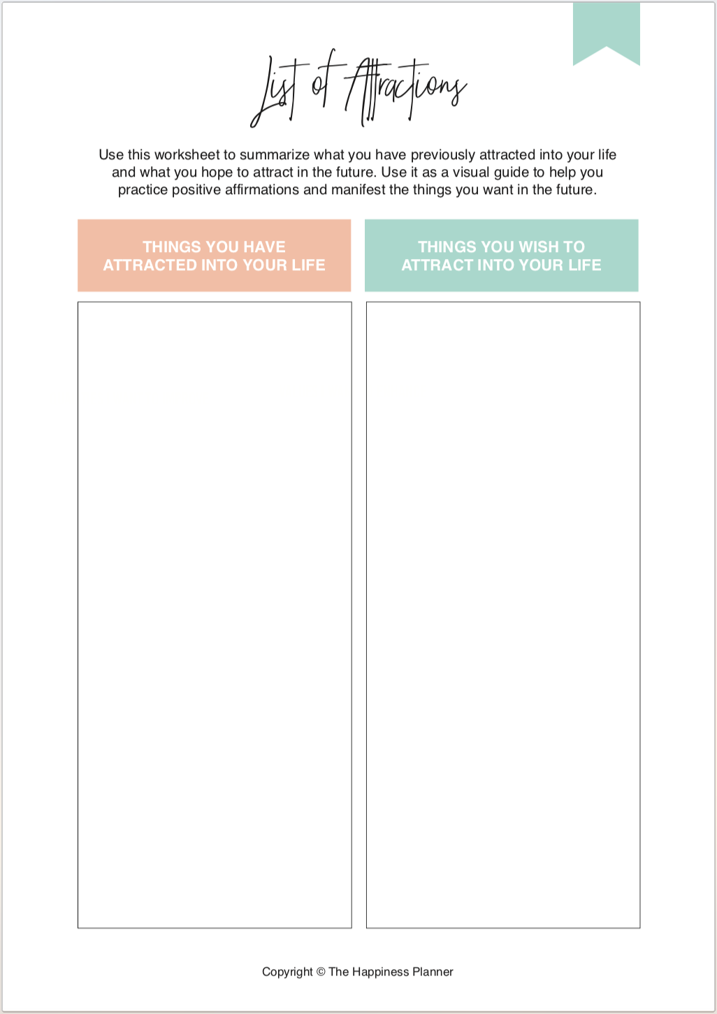 Printables LawofAttraction Worksheets Library