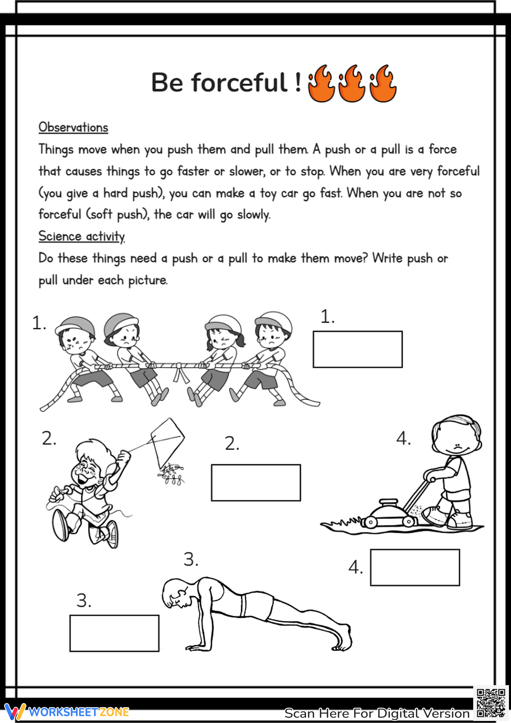 Push And Pulls Worksheets Printable